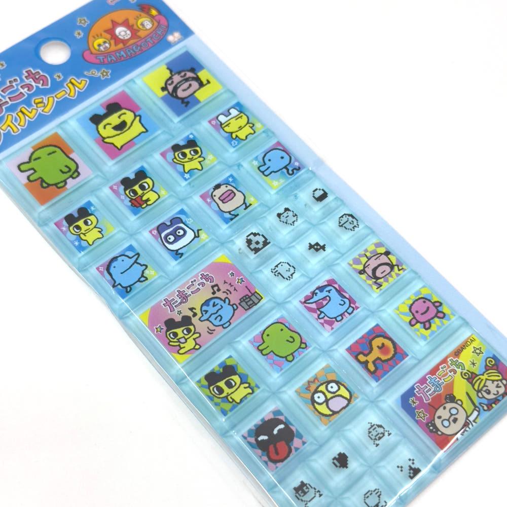 다마고치 스티커 타일 투명 스티커 블루