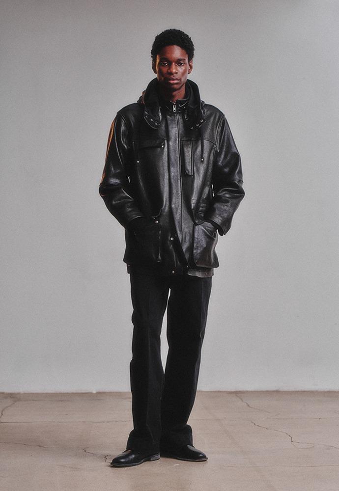 Vegetable Leather Rain Coat_Black