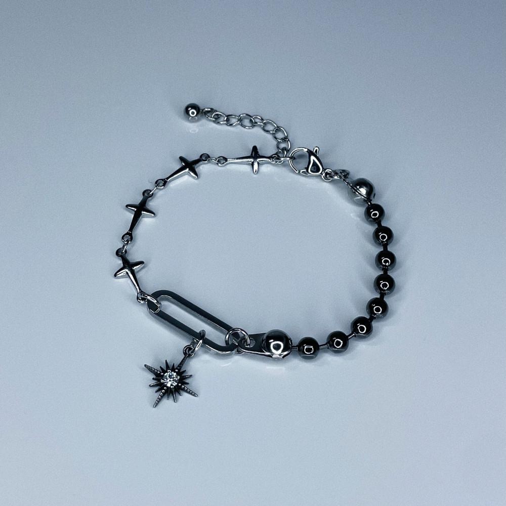 [써지컬스틸] 블랙볼 큐빅 라이트 팔찌 _Black ball cubic light bracelet