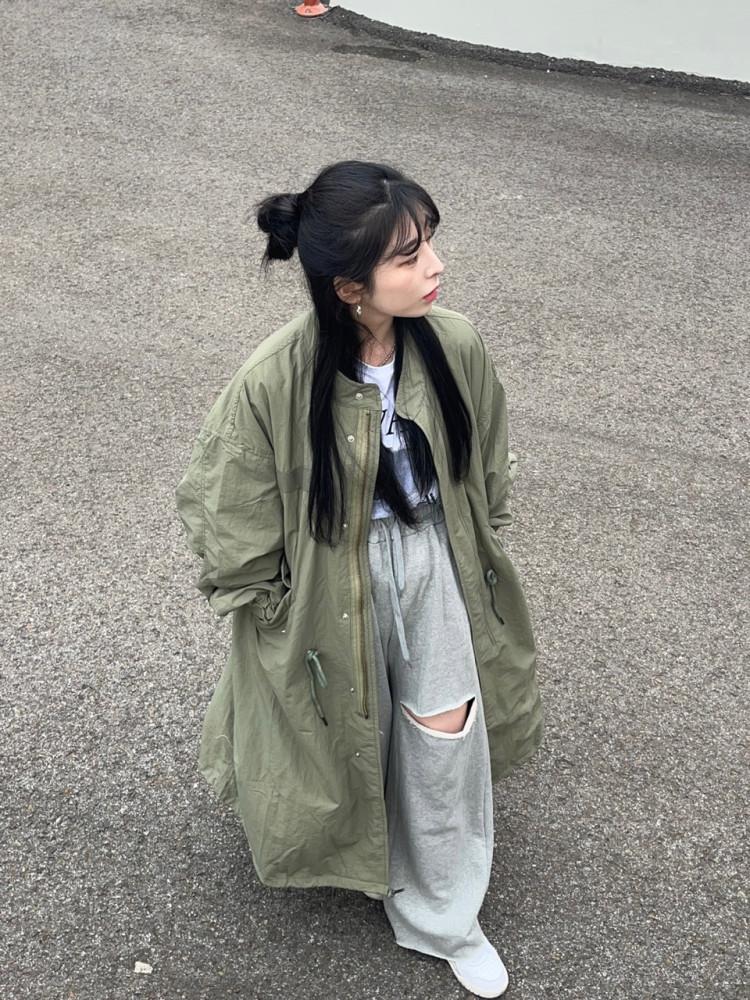 남녀공용 간절기 루즈핏 개파카 롱야상 자켓 점퍼