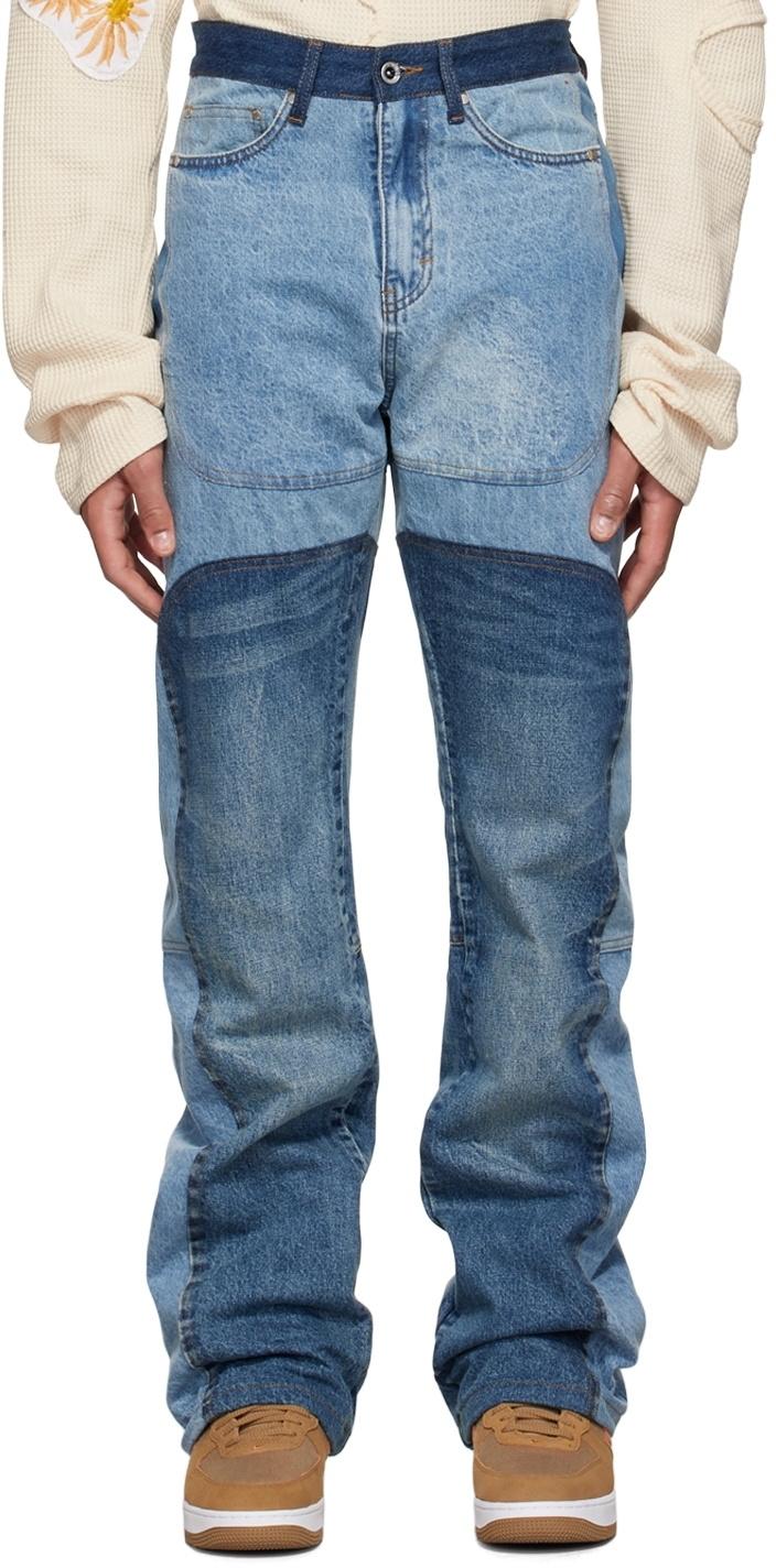 Who Decides War by MRDR BRVDO Blue Paneled Jeans