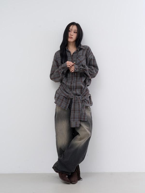 로웨어 check bind boxy shirts