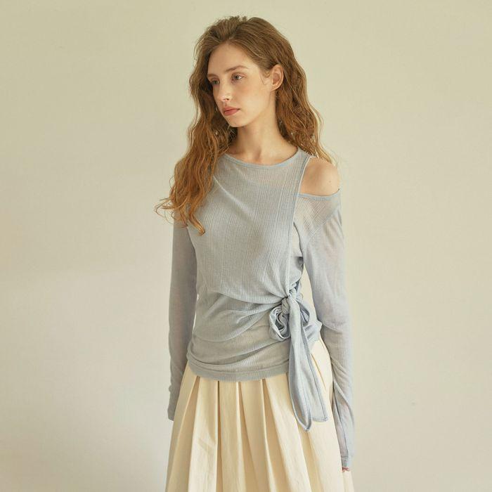 Tie layered t-shirts [ Pale blue ]