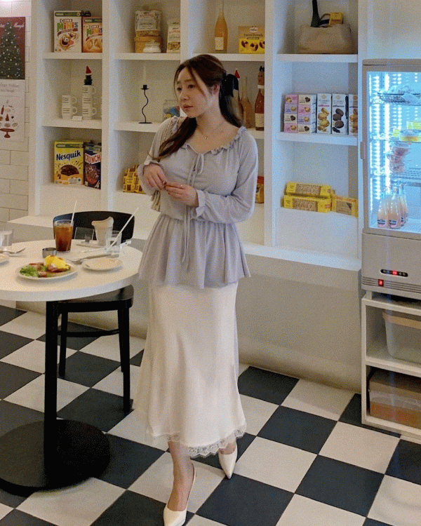 플랫퍼 [무료배송]유어 실키 새틴 레이스 머메이드  롱스커트 SK 2color