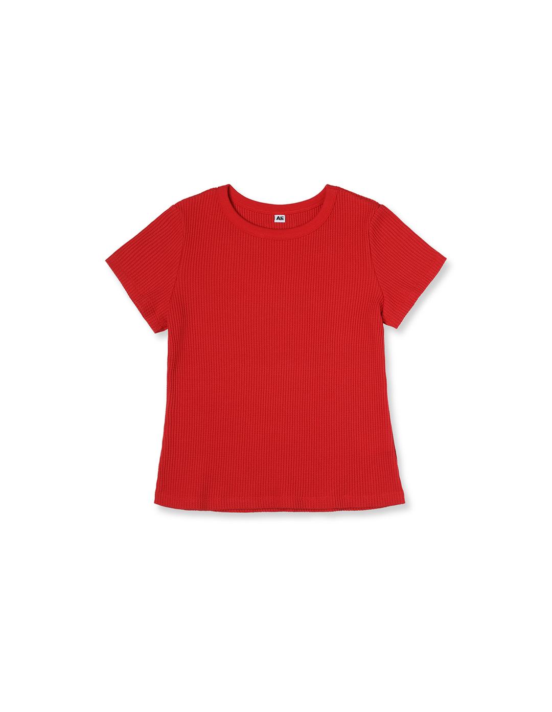Waffle Half Sleeve Tee Red