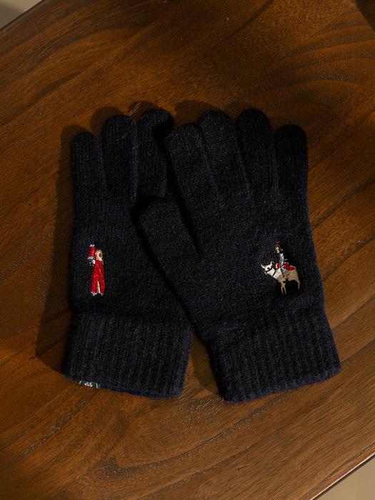 Christmas in Joseon gloves (wool) - Navy
