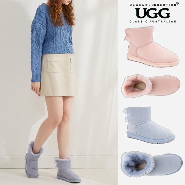 UGG 오즈웨어 양털 부츠 클래식 미니 III 베일리 핑크 젠 블루 OB365