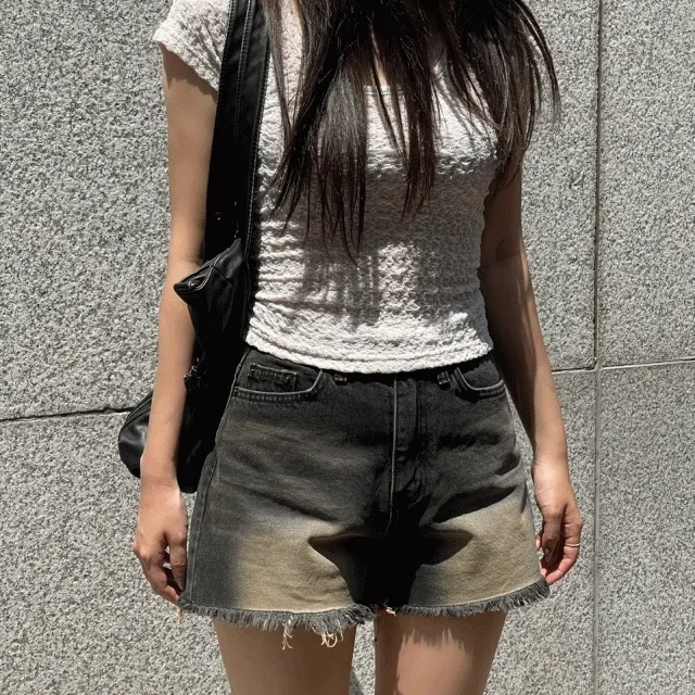 파이 빈티지 워싱 3부 데님 숏 팬츠