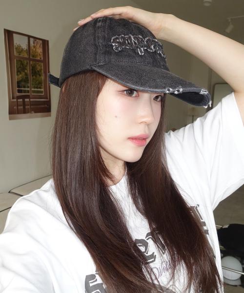 빈티지 워싱 데님 볼캡 블랙