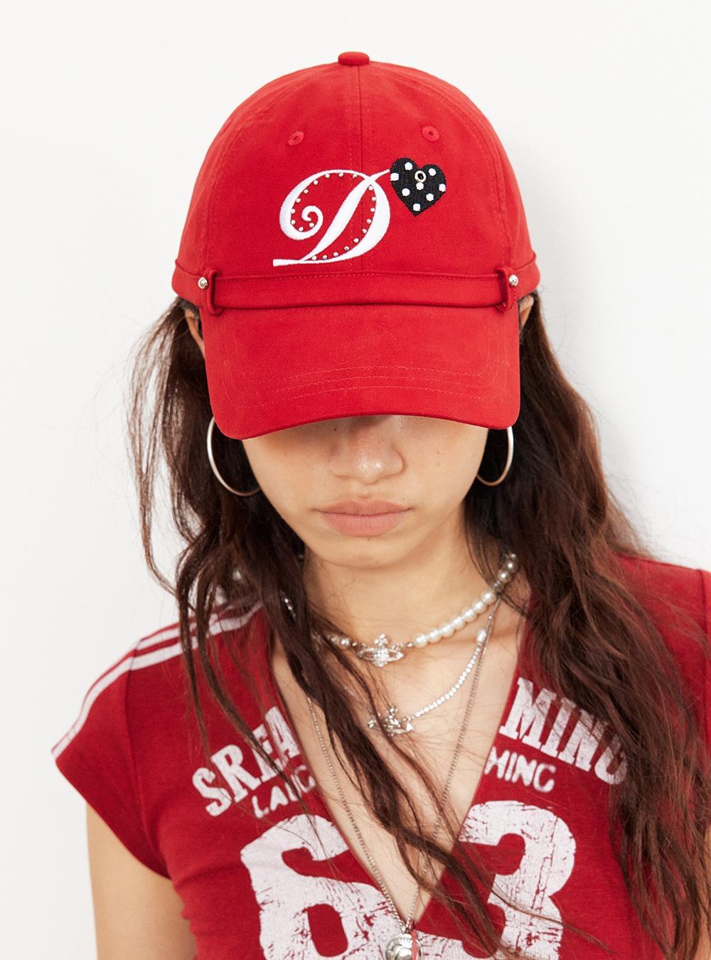 Crystal Heart Polka Dot Cap (2color)