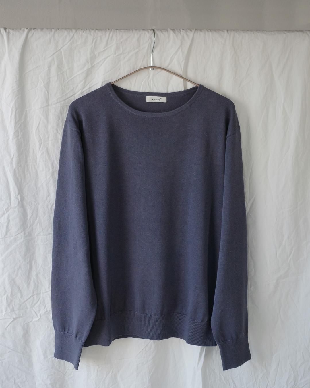 Ramie cotton boat neck knit (vintage navy)