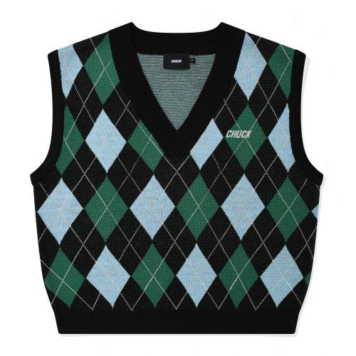 척(CHUCK)  아가일 니트 베스트 (블랙) - 사이즈 & 후기 | 무신사