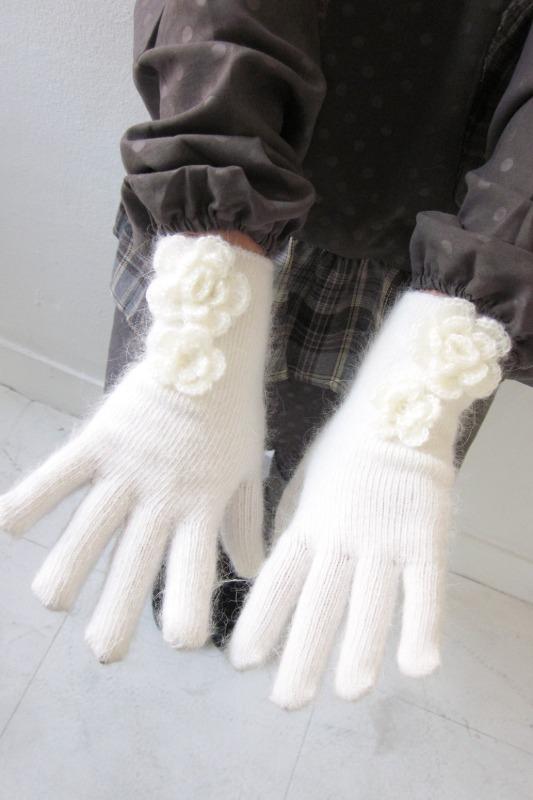angora flower gloves (2color)