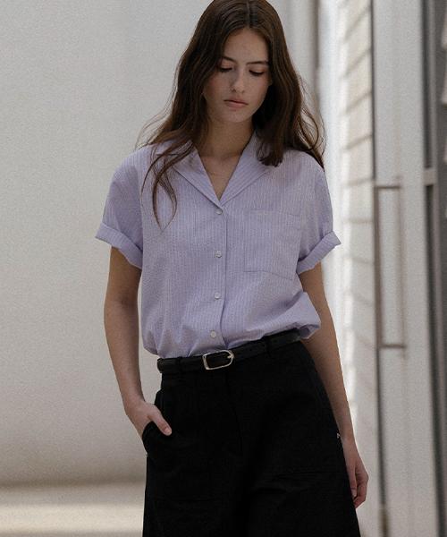 V-collar seersucker shirt KNSS03SH03_Purple