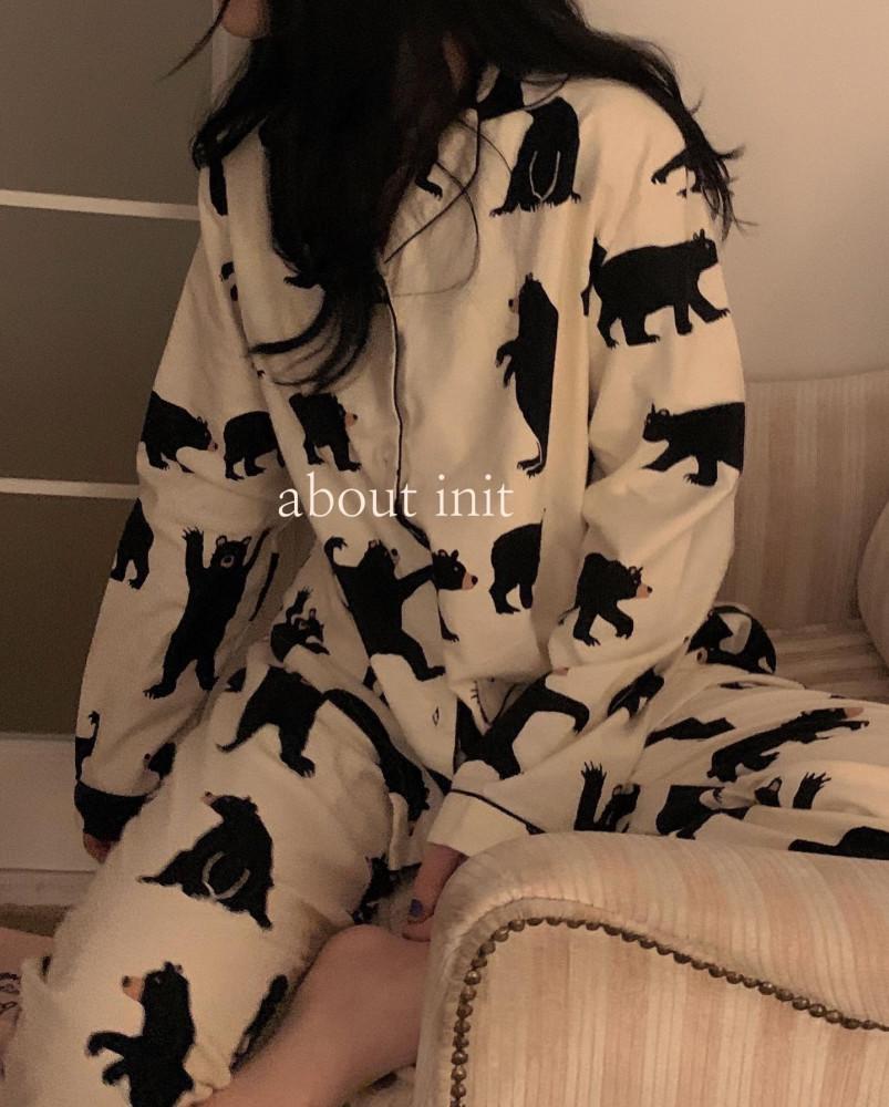 10차입고 빈티지잠옷 남자겨울파자마 댄싱베어 빅사이즈 오버핏잠옷 키큰여자잠옷