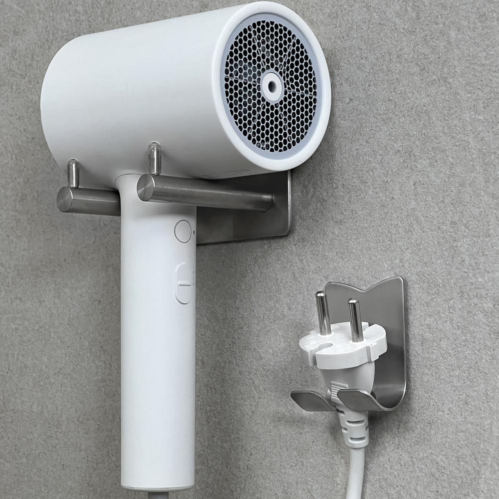 무타공 접착식 스텐 드라이기 거치대 걸이 드라이 홀더 헤어 드라이어 욕실 보관 실버 블랙