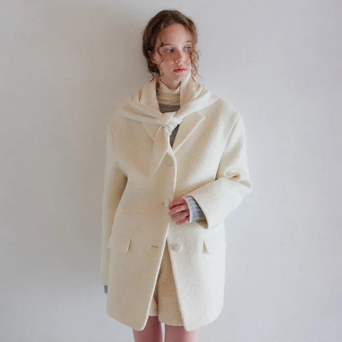 크럼블 대디 울 하프 코트_Cream
