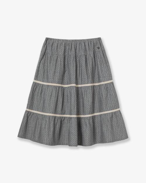 PATTERN TIERED SKIRT [CHARCOAL]