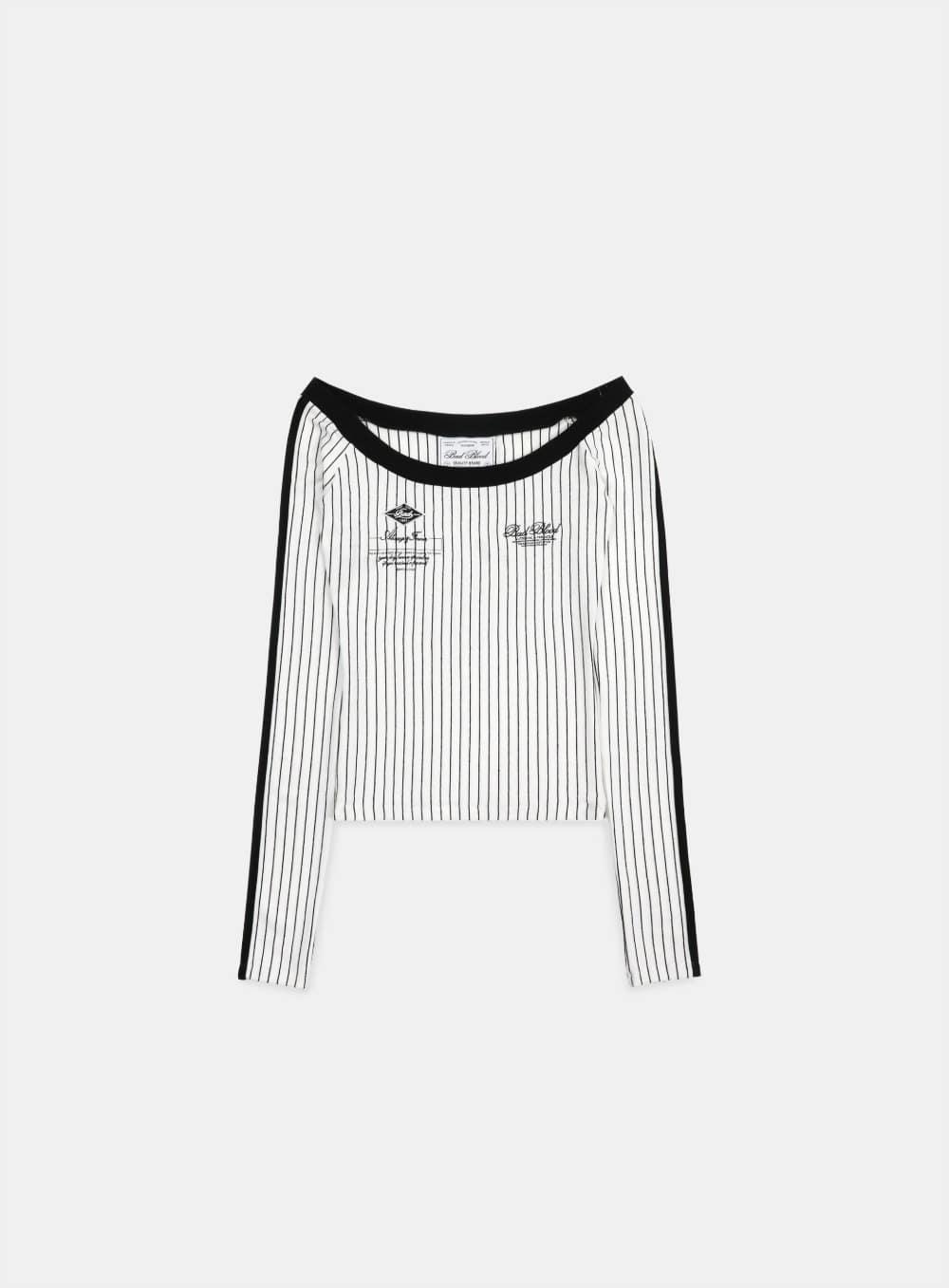 [w-tee25-007] Classic Logo Off-Shoulder Top - White