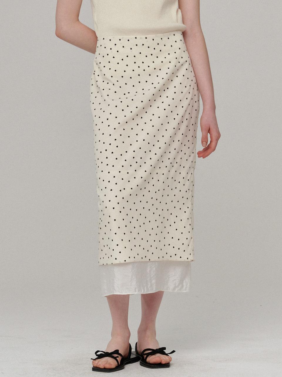 Two layers colourway skirt - Ivory heart