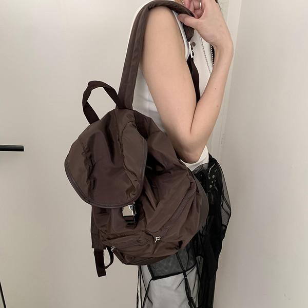 LONSLAN Brown Multi-Pocket Large Capacity Bag