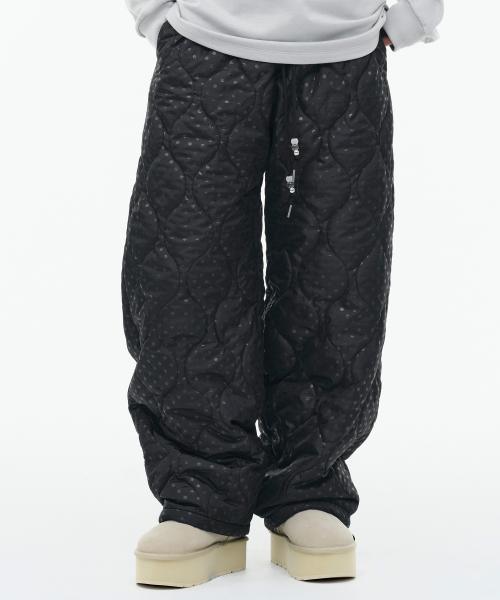 DOT QUILTED PANTS [BLACK]
