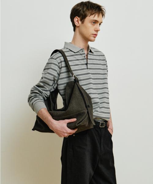 [패션플래닛X미나브] 슬라우치 캔버스백 [워시드차콜]