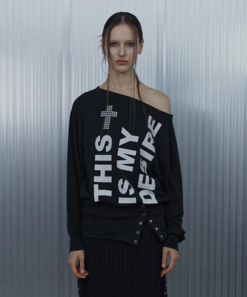 BOLD LETTERING LOOSE TOP / BLACK