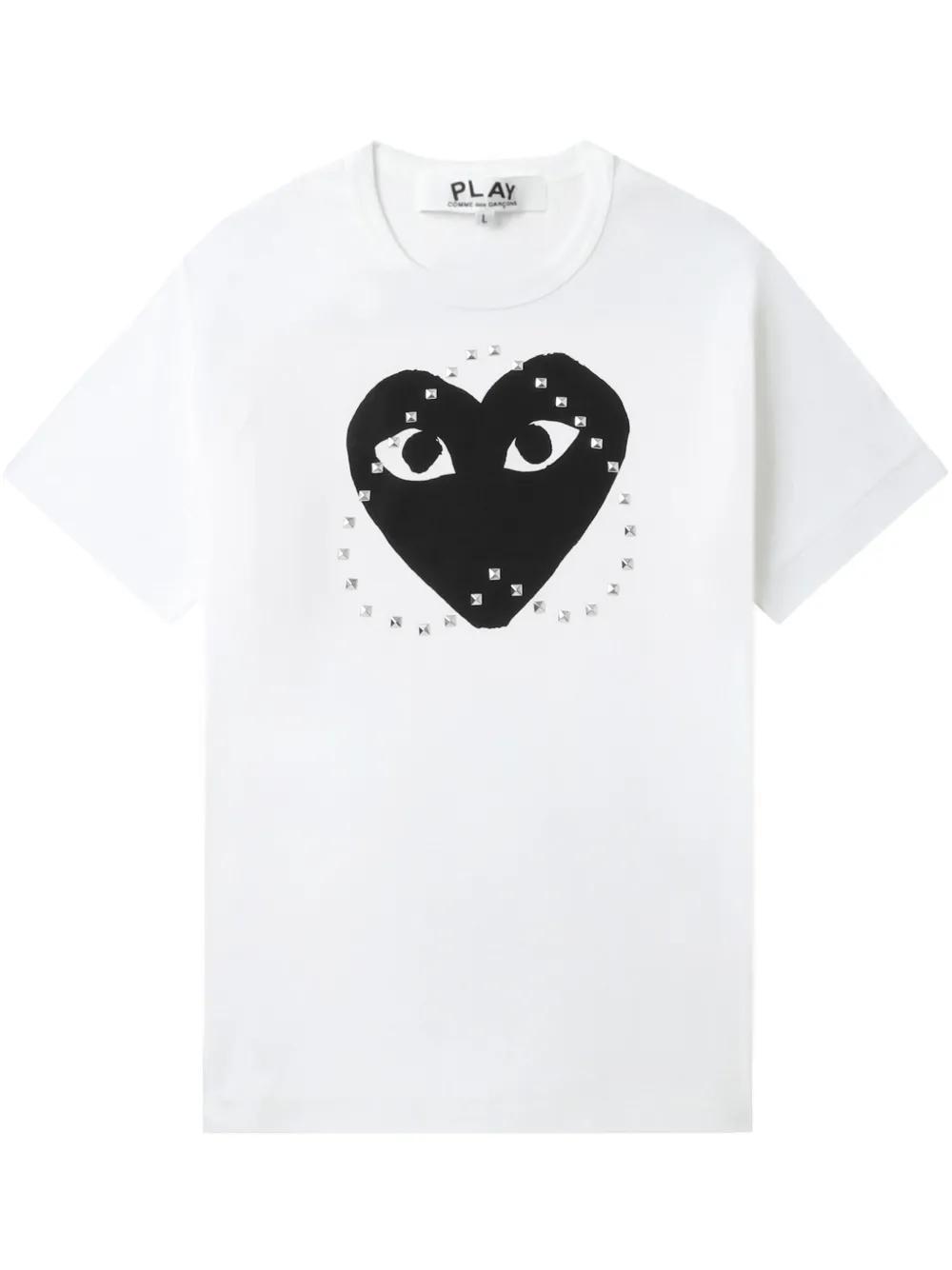 Comme Des Garçons Play 로고 스터드 코튼 티셔츠 | 화이트 | FARFETCH KR