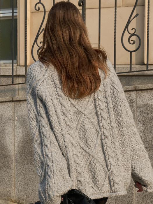 클래식 트위스트 라운드 니트 그레이 VW622