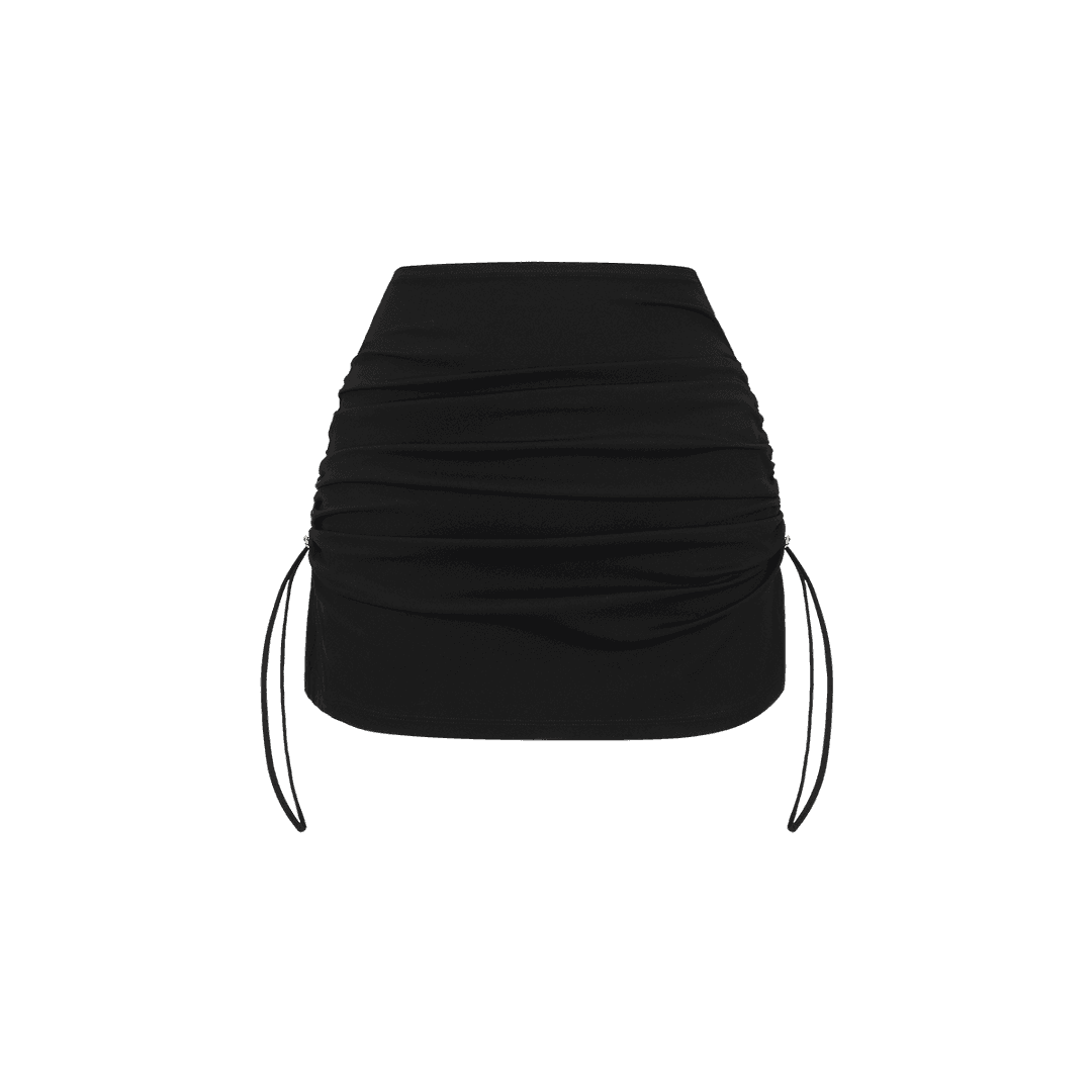 DEMI 힙보정 커스텀 레이어드 셔링 커버업 스커트 블랙