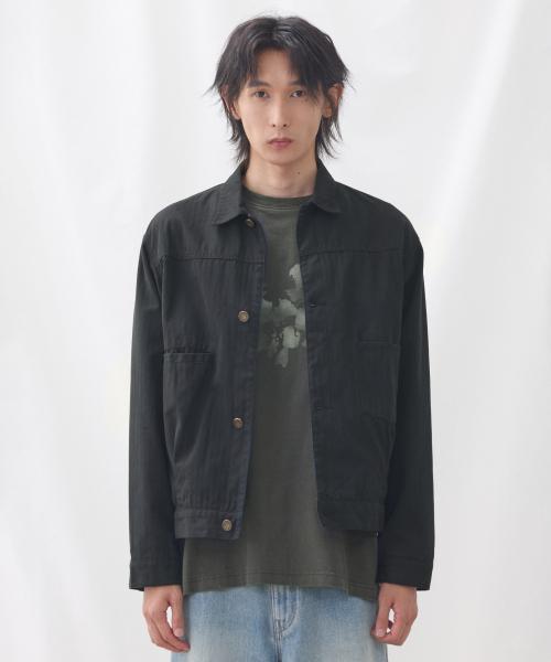 웰트 포켓 워시드 코튼 트러커 - 블랙