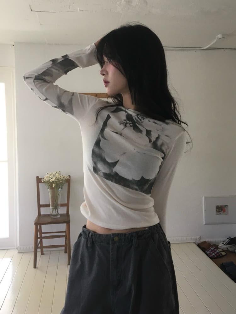 플라워 타투 티셔츠