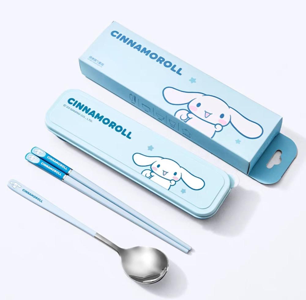 산리오 캐릭터 시나모롤 수저세트 휴대용수저통 숟가락 젓가락