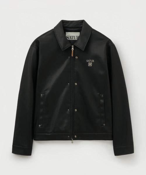 테오 신세틱 레더 칼라 자켓 블랙