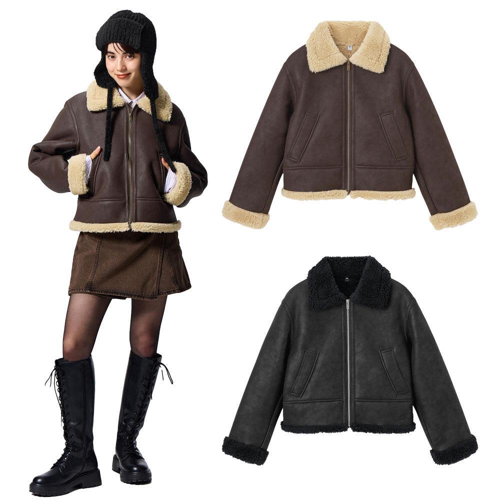 GU 무스탕 터치 플라이트 자켓 352711