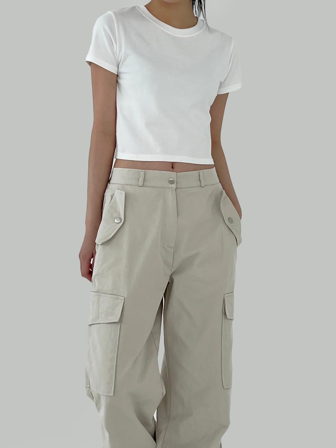 컬러 크롭 티셔츠 - t