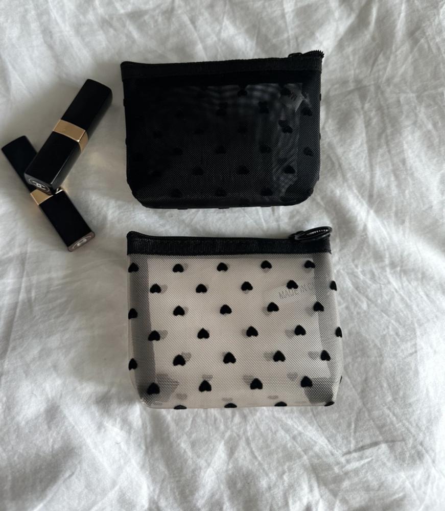 [당일출발/2가지크기] 하트 메쉬 파우치 (2col)