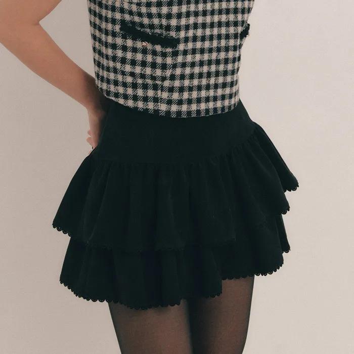 Suede Cancan Mini Skirt