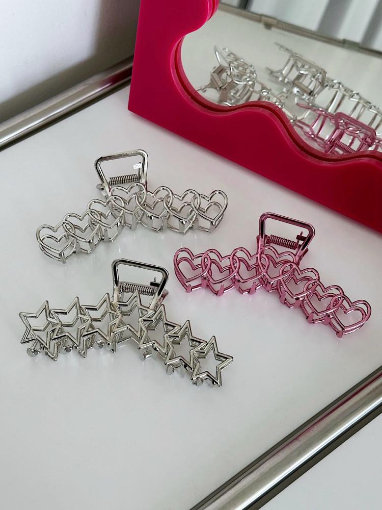 하트 앤 스타 메탈 집게핀 (3type)