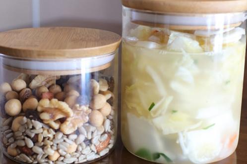 내열유리 우드 글라스 캐니스터 (4가지 사이즈 유리용기/보관용기/저장용기) - 중 사이즈