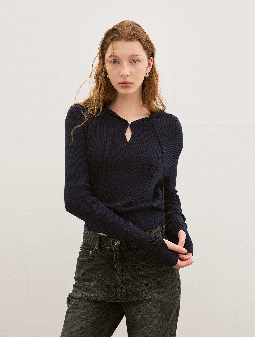 소프트 모달 니트 후디 (네이비)