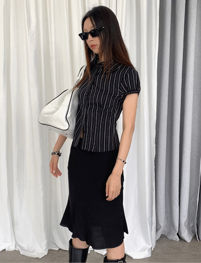 솔트 스트라이프 퍼프 셔츠 (2color)