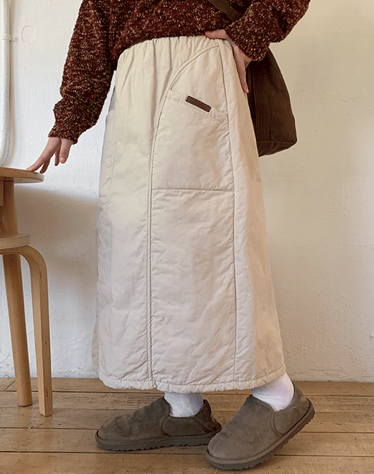 바온 코모에 밴딩 패딩 롱 스커트 (4color)