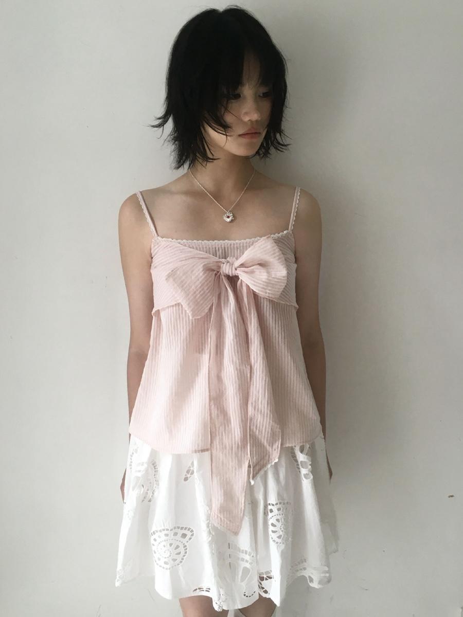 SICASTRA Pink Stripe Bow Camisole