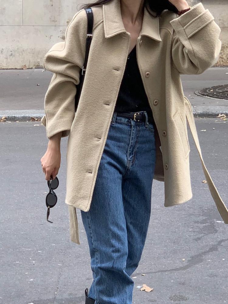 베르가못 카렌 하프 코트 알파카 하이넥 코트