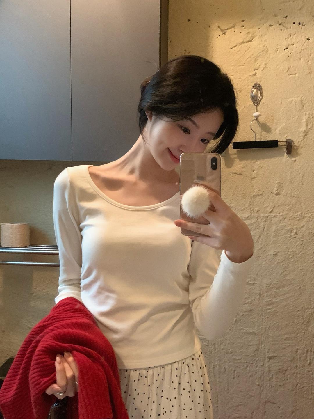 silky ribbon slim tee_ivory