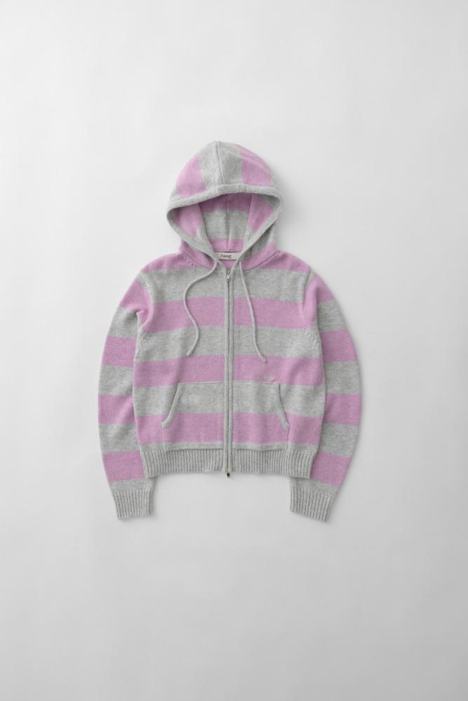 2nd) a stripe hoodie knit (pink)