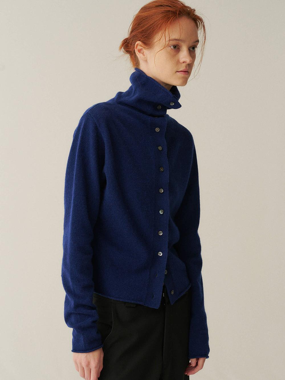 CASHMERE WOOL HIGHNECK CARDIGAN_4color