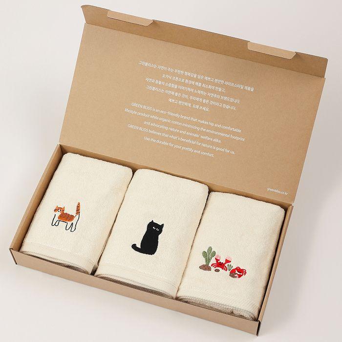 오가닉 코튼 세면 타월 수건 세트 3P 디자인 선택 Organic cotton Face TOWEL set (3ea)